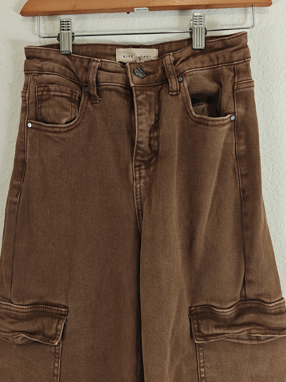 Risen Cocoa Utility Cargo Jeans High Rise Relaxed Fit Cargo Denim Y2K Street 26 - Picture 9 of 16